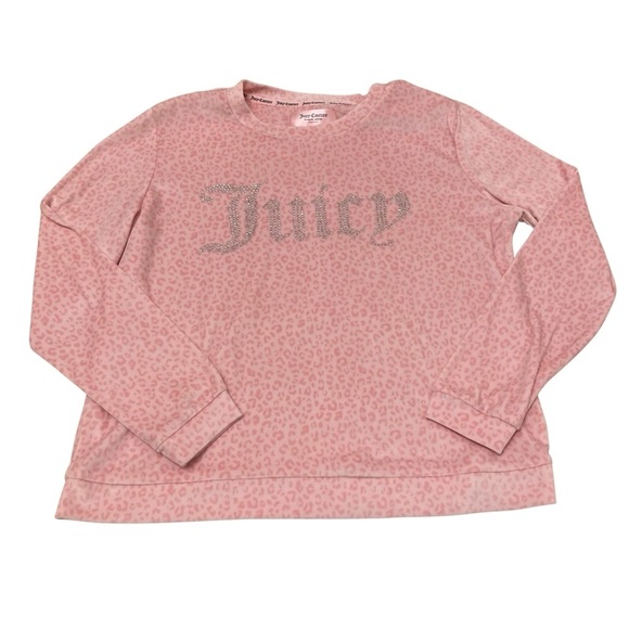 Juicy Couture Two Piece Pink Cheetah Print Velour Sleep Set, Lounge, Size Medium - Picture 2 of 12
